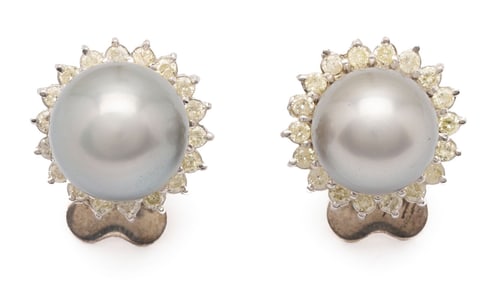 14K Gold, Pearl, & Diamond Earrings