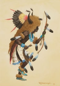 Tom E. Scarborough Western Watercolor Painting, Buffalo Dancer