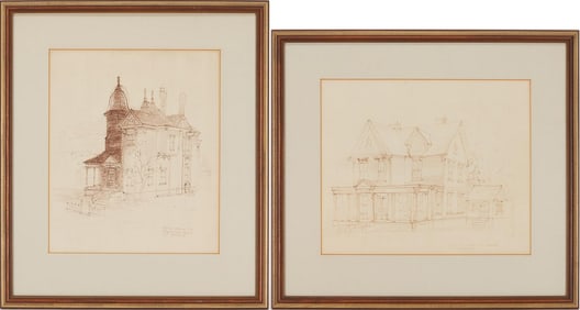 2 Carl Sublett Architectural Drawings of Historic Knoxville Houses