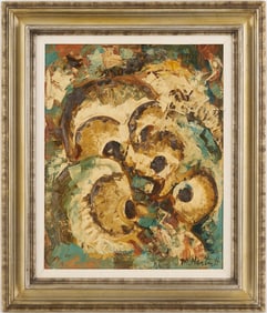 Maggie Hartnett Exhibited Oil on Board, "Baby Owls"