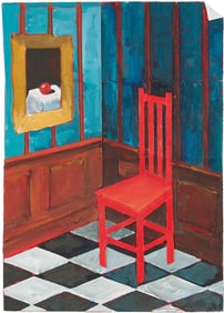Tom Pfannerstil Mixed Media, Red Chair