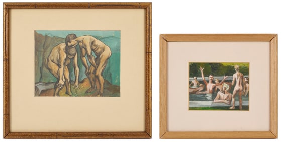 2 Small Meyer Wolfe Works on Paper: Swimmers and Nudes