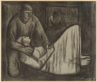 Meyer Wolfe Charcoal Drawing, Man w/ Reclining Woman