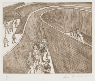 Red Grooms signed Etching, Heavy Metal