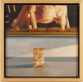 Ron Porter Modernist O/C Painting, Bag w/ Cow Painting
