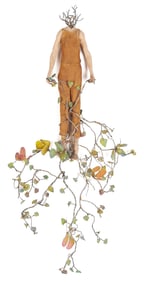 Johan Hagaman Mixed Media Sculpture, Garden Theme