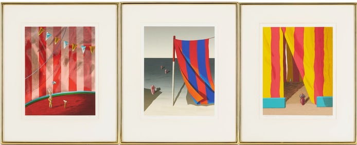 3 Ali Cann-Clift Signed Surrealist Circus Serigraphs: Silent Voices, Admit One, & Under Canvas