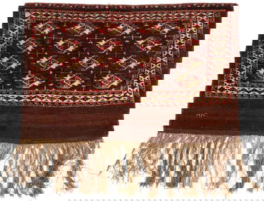 Antique Turkmen Yomud Chuval with Original Fringe