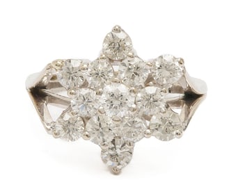 14K White Gold & Diamond Ring
