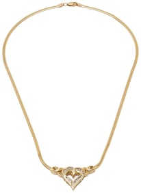 14K Gold & Diamond Heart Necklace