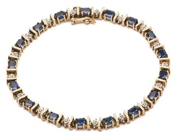 14K Gold, Sapphire, & Diamond Bracelet