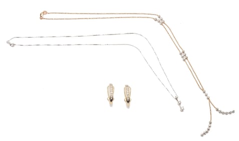 2 14K Gold Diamond Necklaces & Earrings