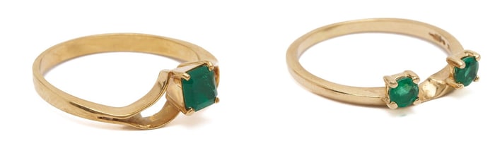 2 Gold & Emerald Rings