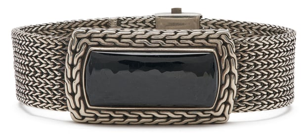 John Hardy Sterling & Onyx ID Bracelet