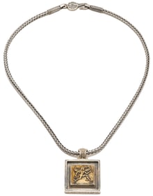 Konstantino Sterling & 18K Hermes Pendant w/ Sterling Necklace