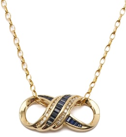 14K Gold, Sapphire, & Diamond Infinity Pendant Necklace