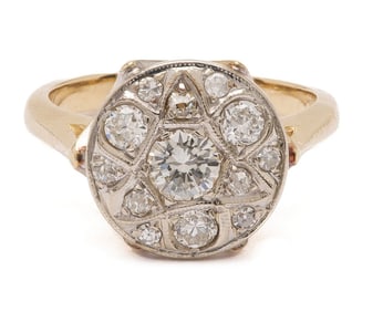 Ladies' 14K Yellow Gold & Diamond Cluster Ring