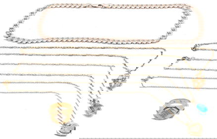 Five Silver, Gold, Gemstone, and Diamond Jewelry Pieces