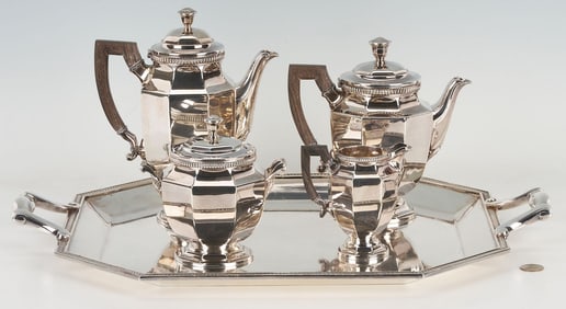 Christofle Silverplate 4 Piece Tea Service w/ Matching Tray