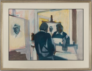 Large Eugene Massin Pastel Self Portrait