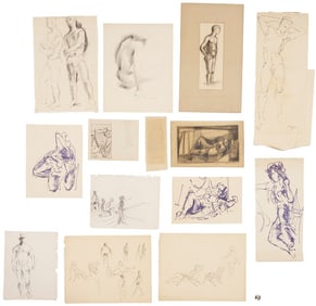 14 George Cress Figural Drawings Incl. Signed