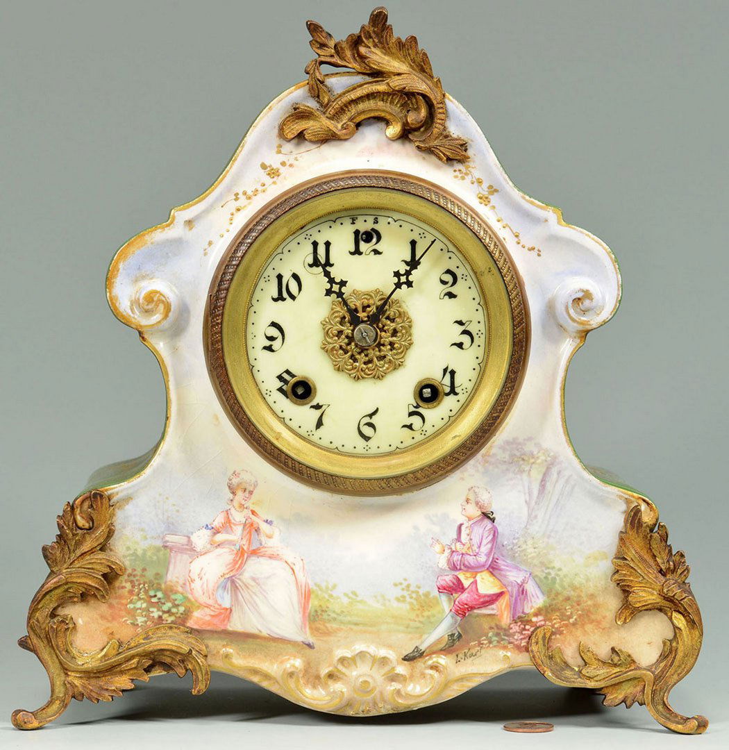 French Hand Painted Porcelain Clock