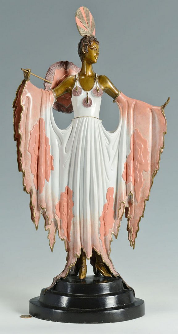 Erte Bronze Sculpture, "Twilight": Erte (Iromain De Tirtoff - Russian/French, 1892-1990), Limited edition gilded and cold painted cast bronze sculpture by Erte (Iromain De Tirtoff - Russian/French, 1892-1990), "Twilight," num