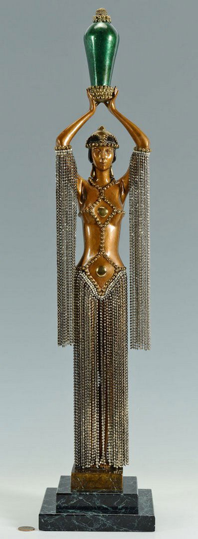 Erte Bronze Sculpture "Emerald Vase": Erte (Iromain De Tirtoff - Russian/French, 1892-1990), Limited edition gilded and patinated cast bronze sculpture by Erte(Iromain De Tirtoff - Russian/French, 1892-1990) sculpture "Emerald Vase&q