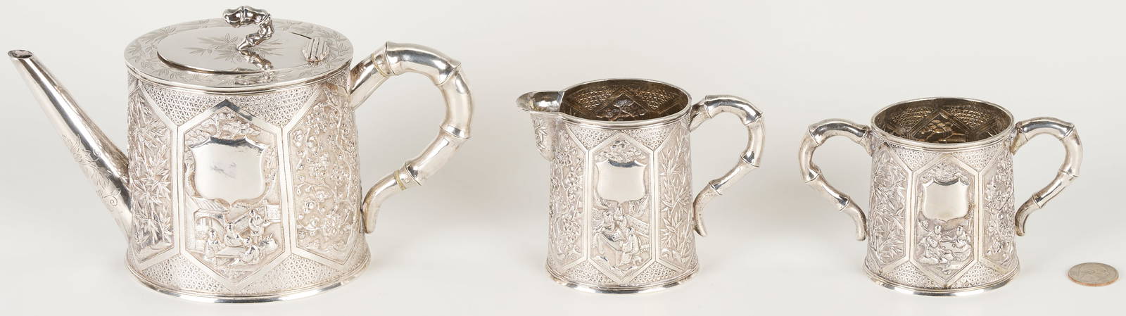 Chinese Export 3-Piece Silver Tea Set