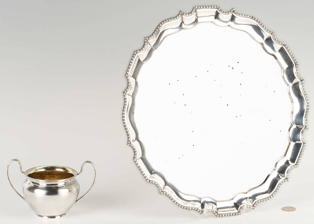 Chinese Export Silver Tray and Creamer