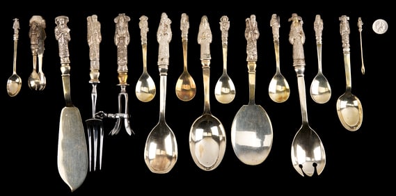 Chinese Export Figural Silver Flatware Set 228 pcs