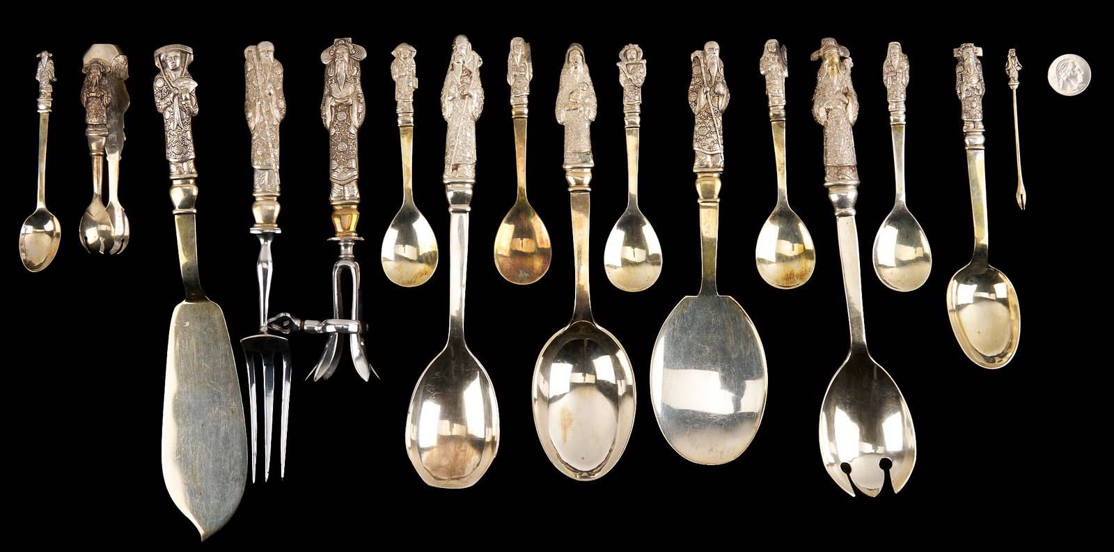 Chinese Export Figural Silver Flatware Set 228 pcs