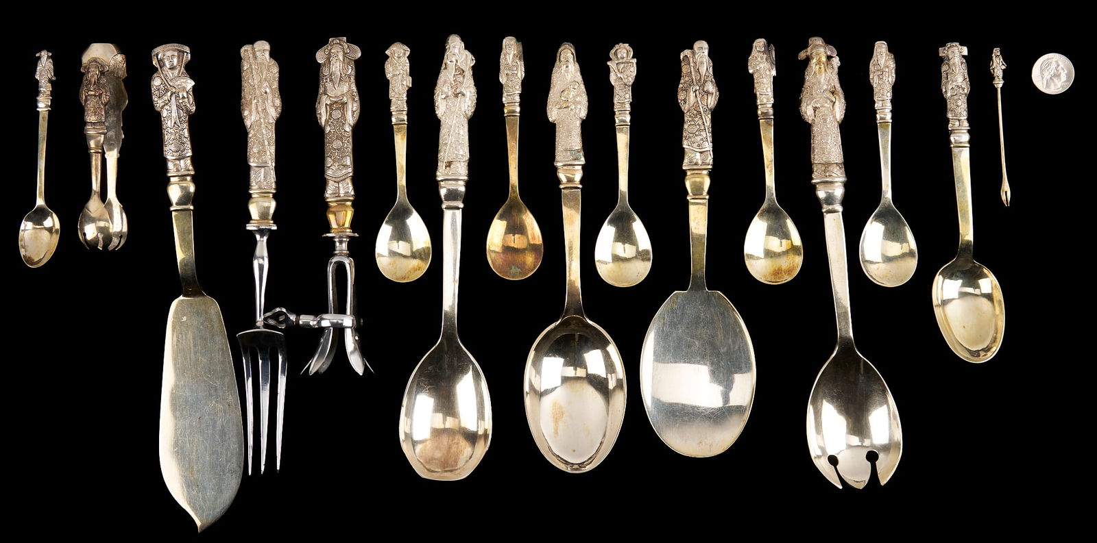 Chinese Export Figural Silver Flatware Set 228 pcs