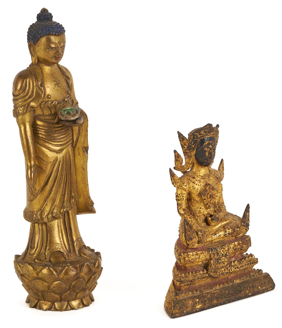 Two Small Gilt Buddha Figures - 3