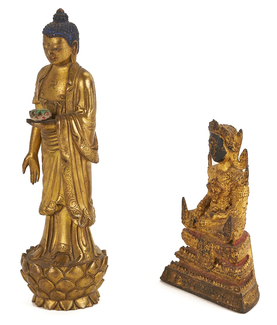 Two Small Gilt Buddha Figures - 4
