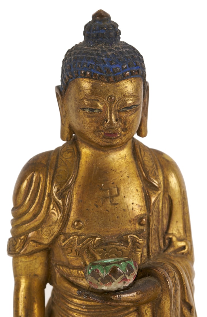 Two Small Gilt Buddha Figures - 7