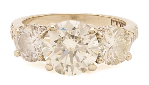 5.58 Carat 3 Stone Diamond Ring, GIA Report