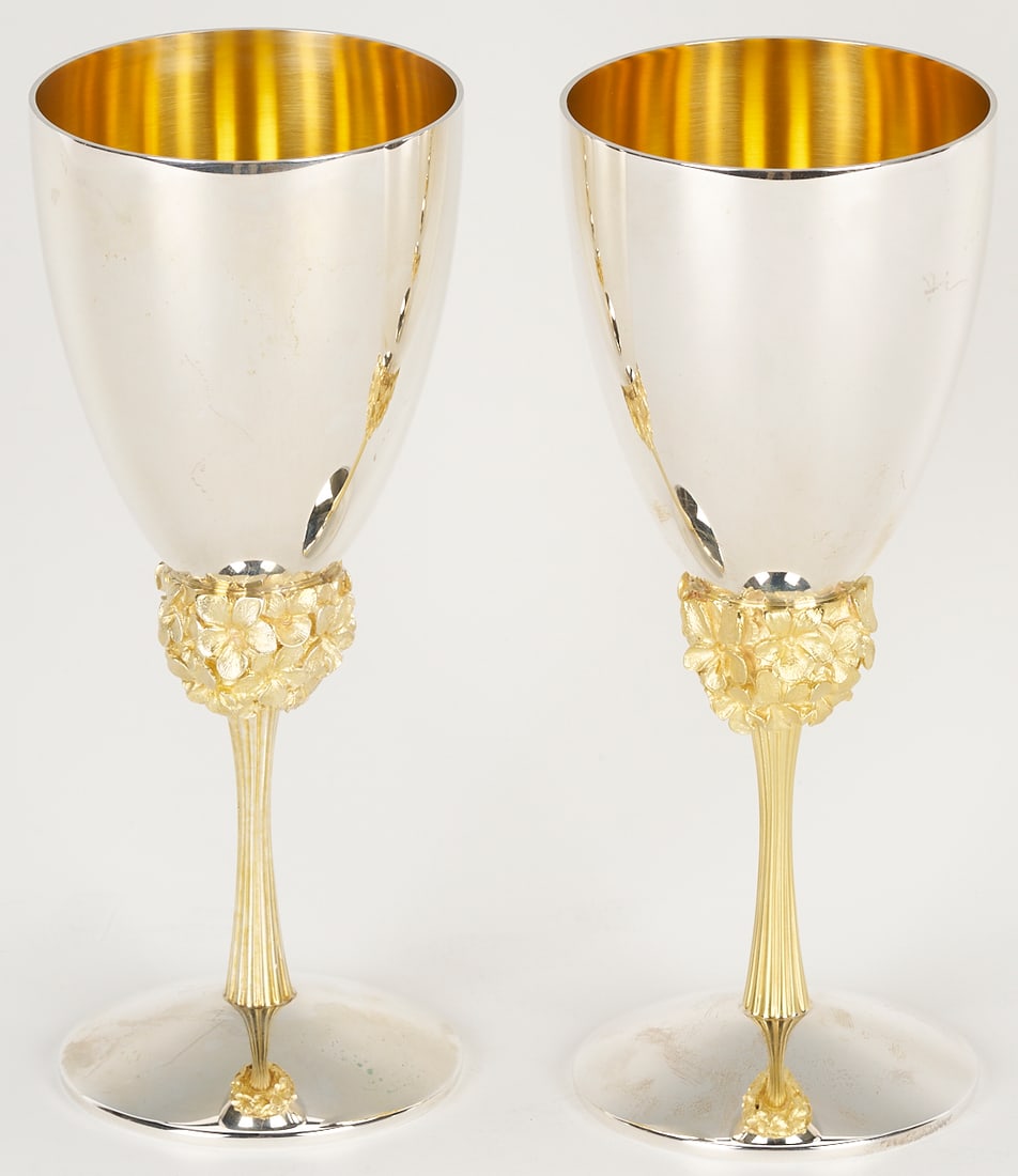 6 Stuart Devlin Sterling Goblets, Violet Pattern - 3