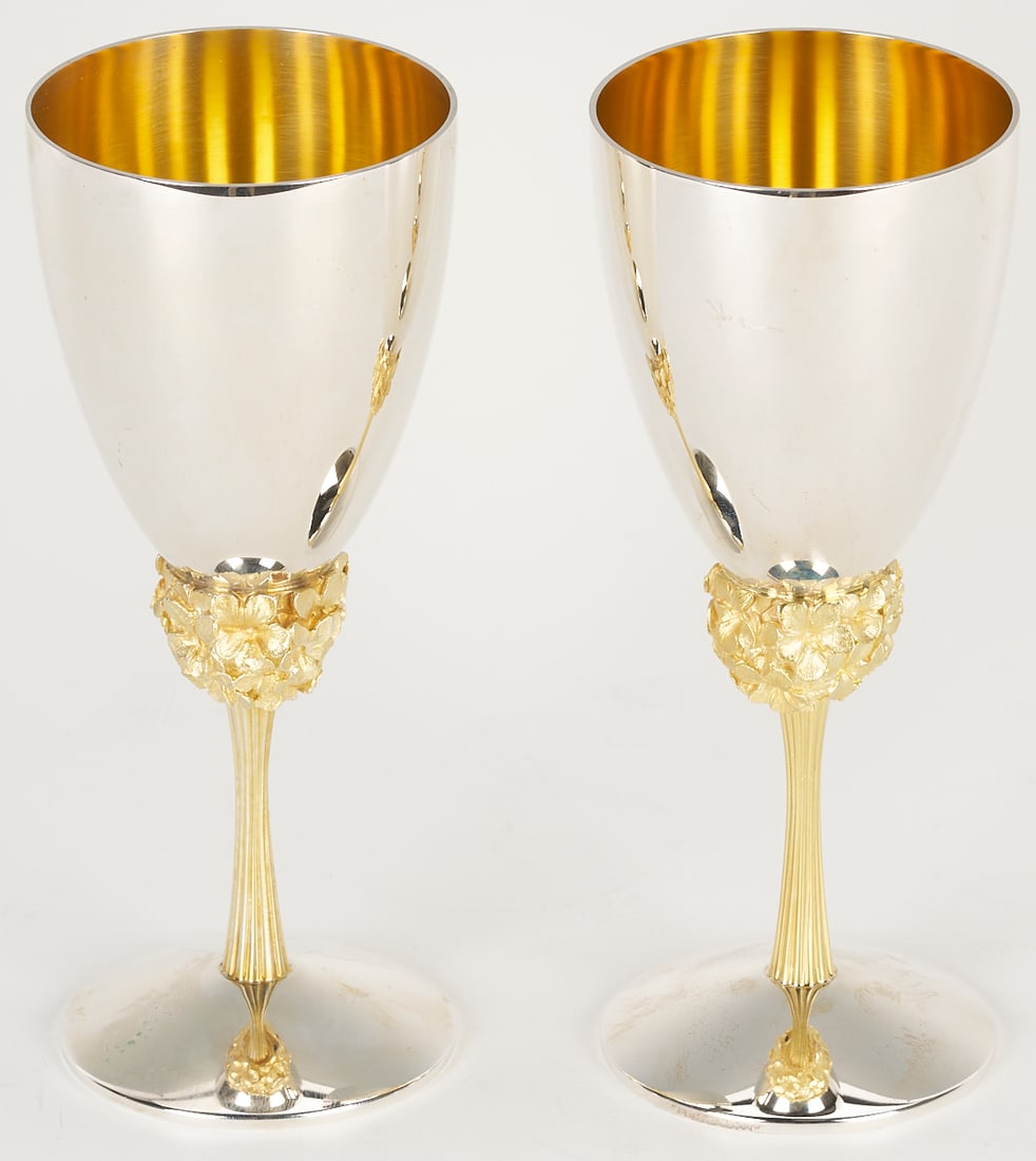 6 Stuart Devlin Sterling Goblets, Violet Pattern - 5