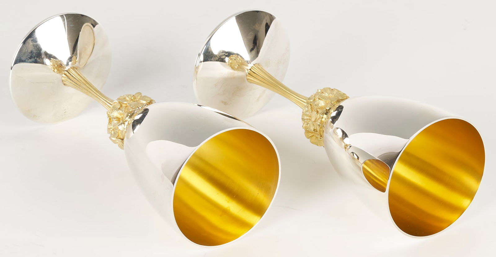 6 Stuart Devlin Sterling Goblets, Violet Pattern - 6