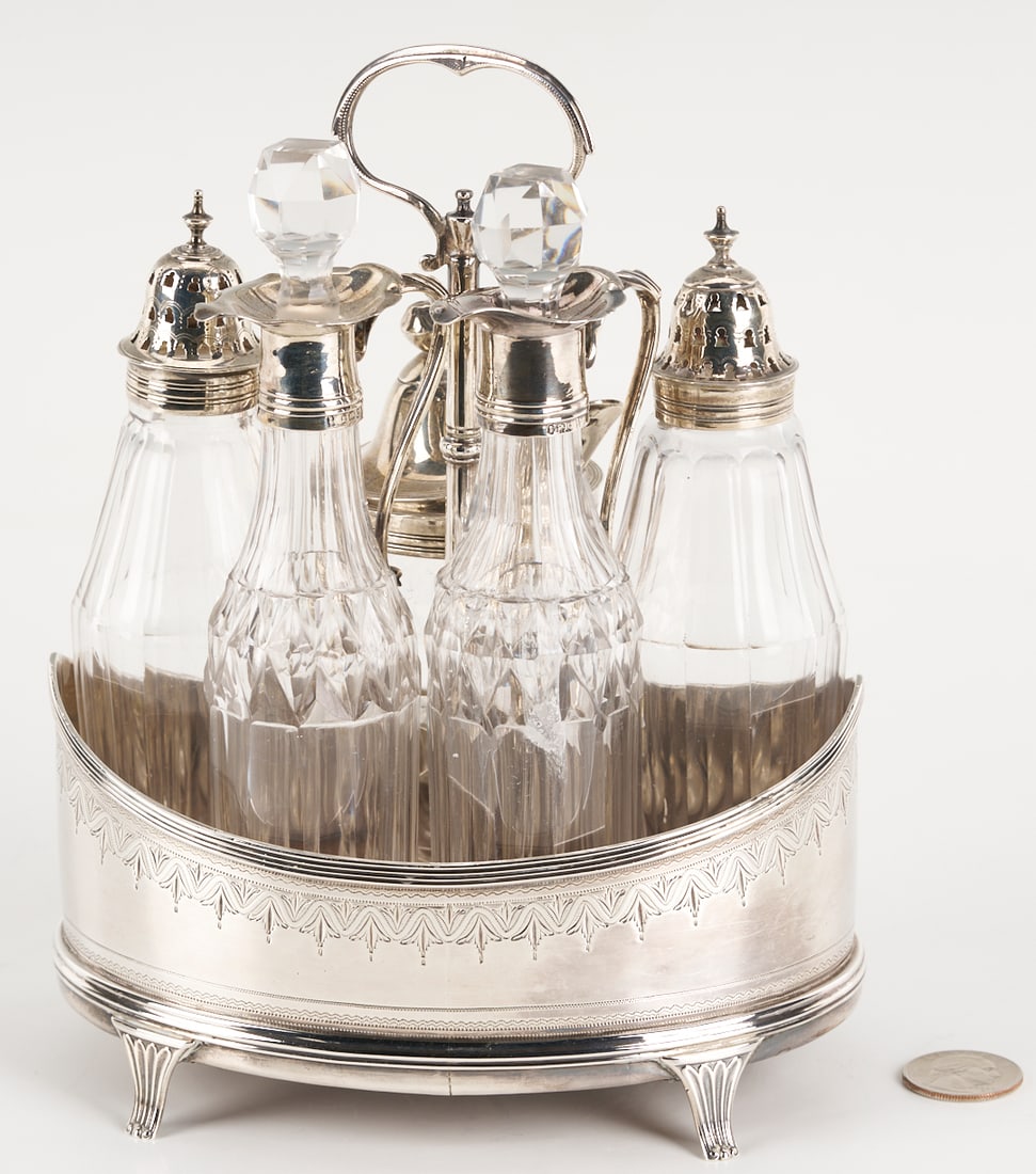 English 18th C. Sterling Cruet Set, Bateman (1 of 19)