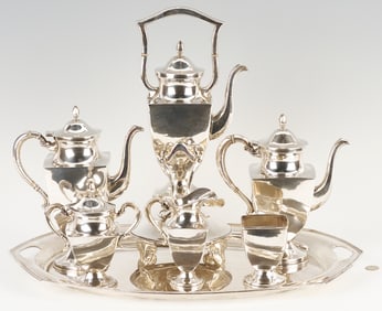 Mexican Sterling 6 pc. Tea Set w/ Alvin Sterling Tray