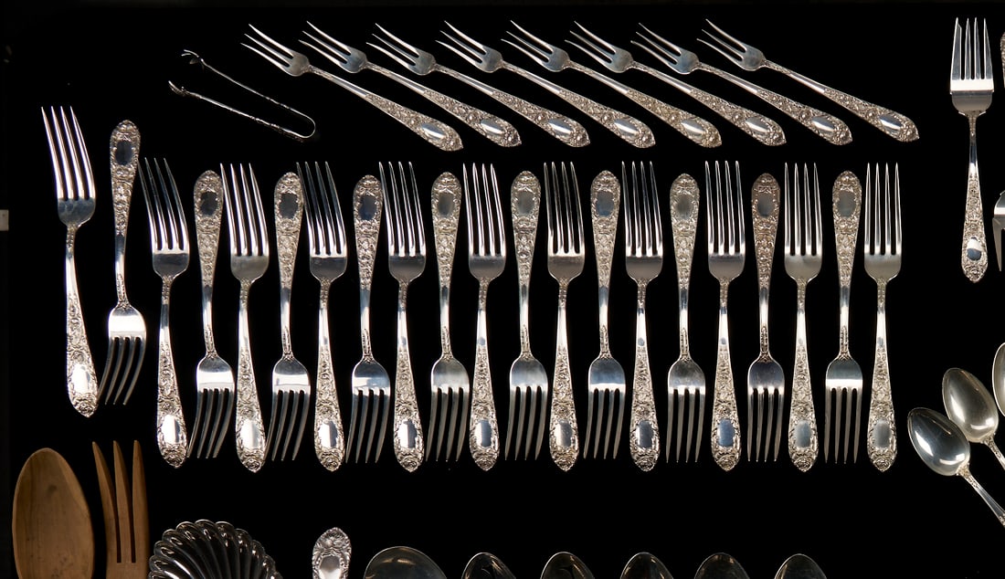 107 Pcs. Kirk Rose Pattern Sterling Flatware - 2