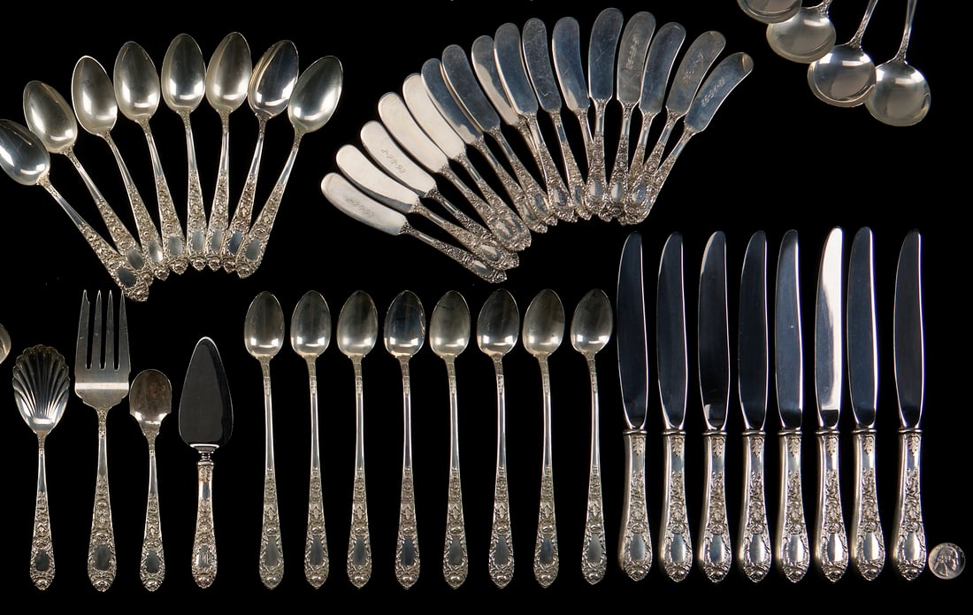 107 Pcs. Kirk Rose Pattern Sterling Flatware - 5