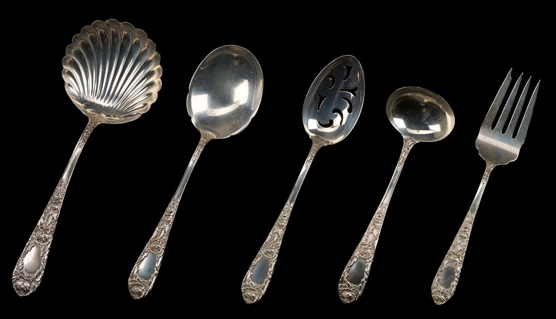 107 Pcs. Kirk Rose Pattern Sterling Flatware - 6