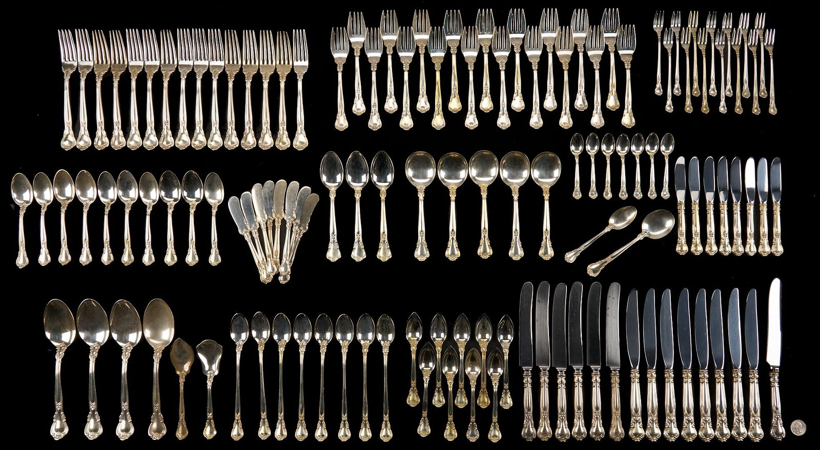 129 Pcs. Gorham Chantilly Sterling Flatware (1 of 14)