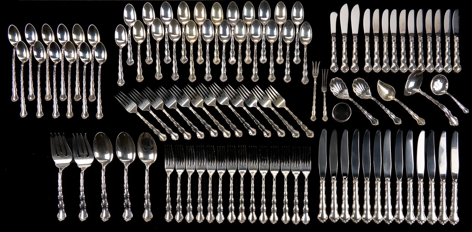 101 Pcs. Reed and Barton Tara Pattern Silver Flatware (1 of 14)