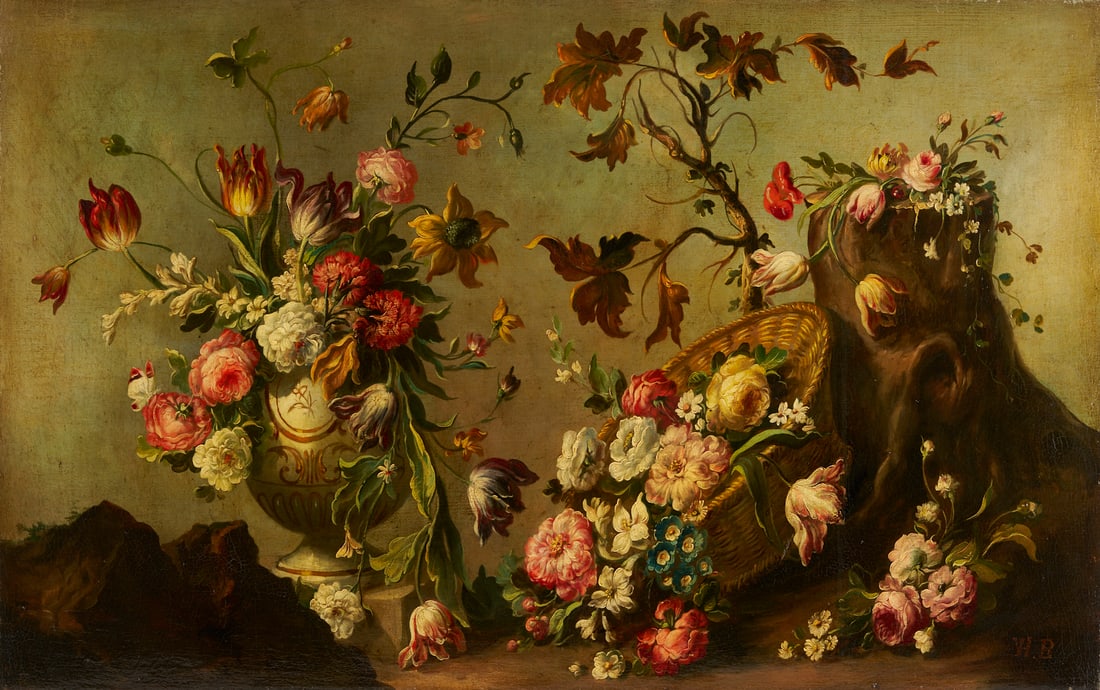 A. Verhoeven-Ball, Forest Floor Still Life O/C, style of Rachel Ruysch (1 of 20)