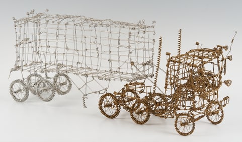 Vannoy Streeter Wire Sculpture, Semi Truck w Trailer, Articulated