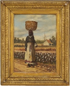 William A. Walker O/B Painting, Woman w/ a Cotton Basket